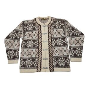 Nordstrikk Norwegian Wool Sweater Cardigan Fair Isle Nordic Knits Silver Clasps